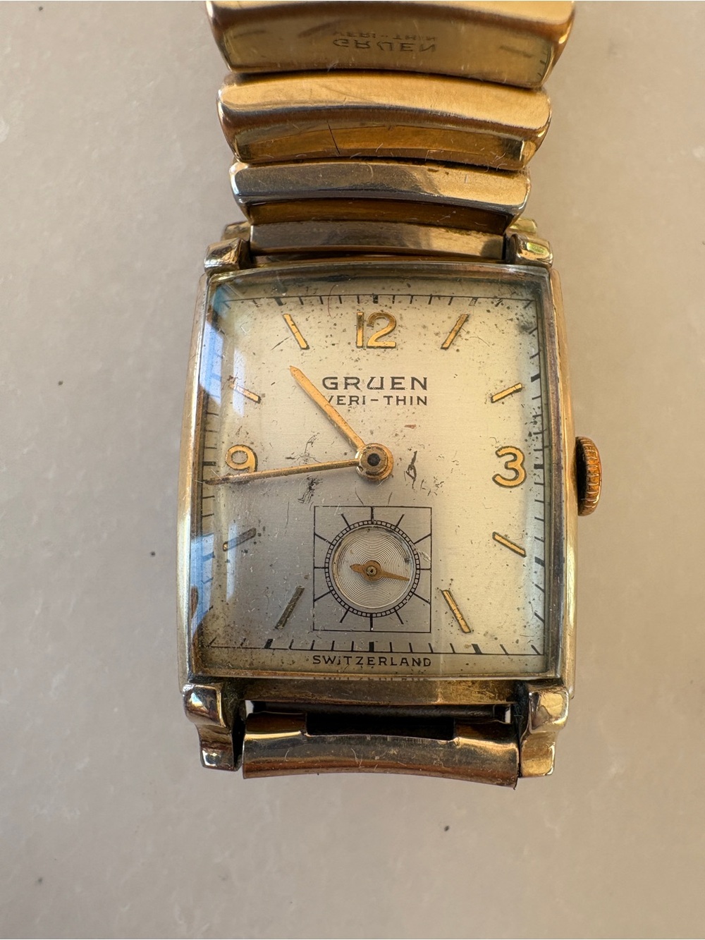 Veri-Thin Art Deco Gold-Tone Tank Watch